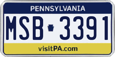 PA license plate MSB3391