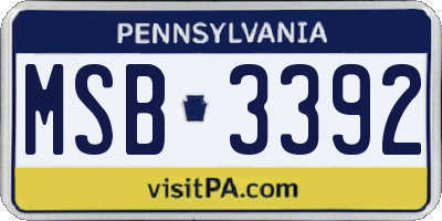 PA license plate MSB3392