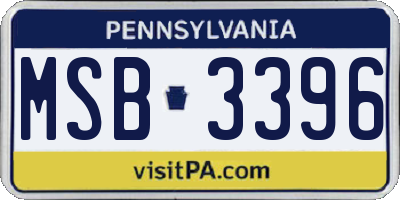 PA license plate MSB3396