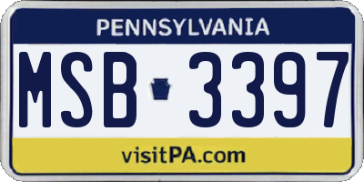 PA license plate MSB3397