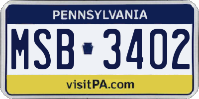 PA license plate MSB3402