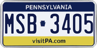 PA license plate MSB3405