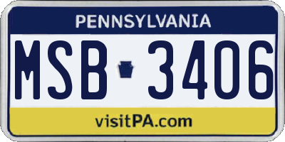 PA license plate MSB3406