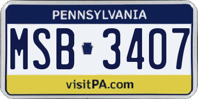 PA license plate MSB3407