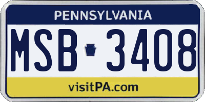 PA license plate MSB3408