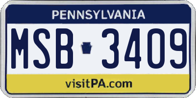 PA license plate MSB3409