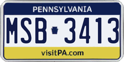 PA license plate MSB3413