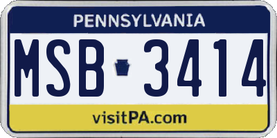 PA license plate MSB3414