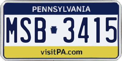 PA license plate MSB3415