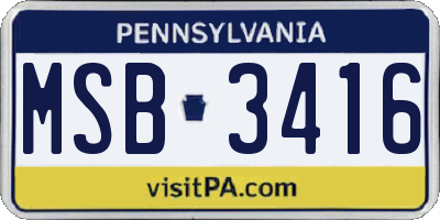 PA license plate MSB3416