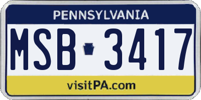 PA license plate MSB3417