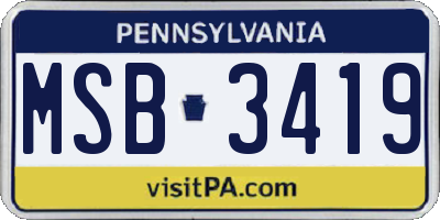 PA license plate MSB3419