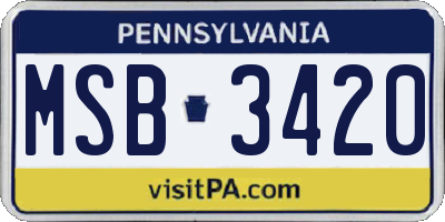 PA license plate MSB3420