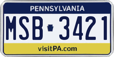 PA license plate MSB3421