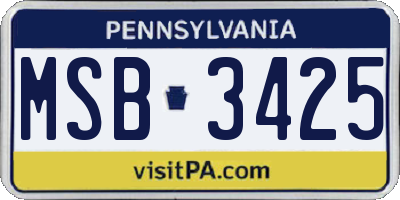 PA license plate MSB3425