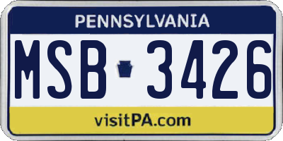 PA license plate MSB3426