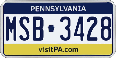 PA license plate MSB3428