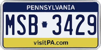 PA license plate MSB3429