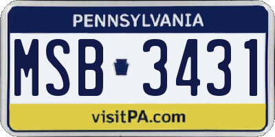 PA license plate MSB3431