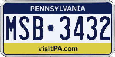PA license plate MSB3432