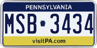 PA license plate MSB3434