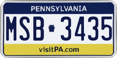 PA license plate MSB3435
