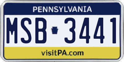 PA license plate MSB3441