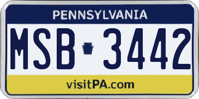 PA license plate MSB3442