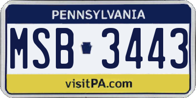 PA license plate MSB3443