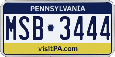 PA license plate MSB3444