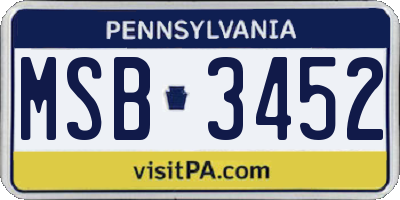 PA license plate MSB3452