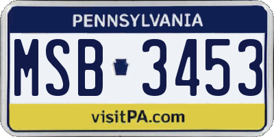 PA license plate MSB3453