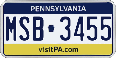 PA license plate MSB3455