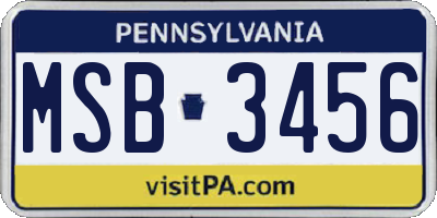 PA license plate MSB3456