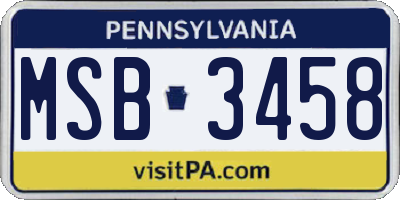 PA license plate MSB3458