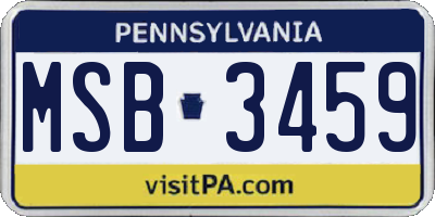 PA license plate MSB3459
