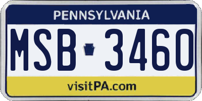 PA license plate MSB3460