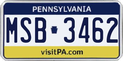 PA license plate MSB3462