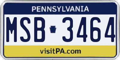 PA license plate MSB3464