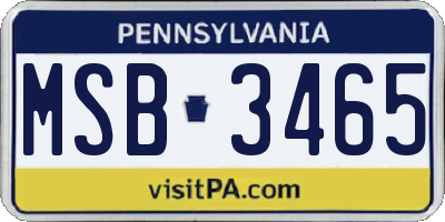 PA license plate MSB3465