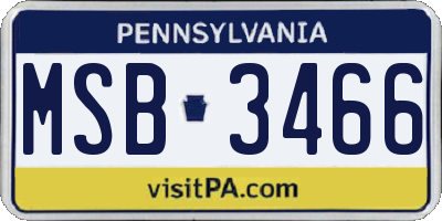 PA license plate MSB3466