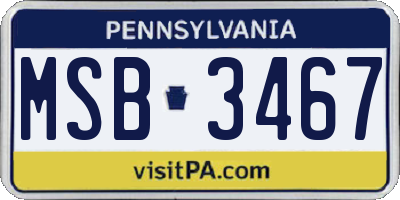 PA license plate MSB3467