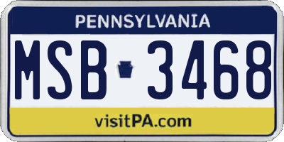 PA license plate MSB3468