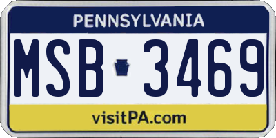 PA license plate MSB3469