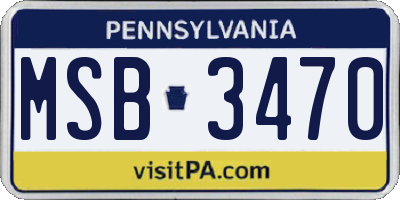 PA license plate MSB3470