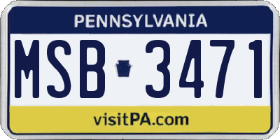 PA license plate MSB3471