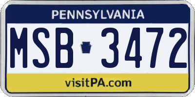 PA license plate MSB3472