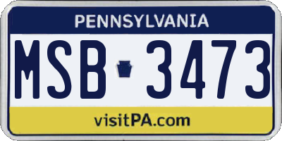 PA license plate MSB3473