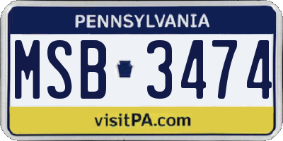 PA license plate MSB3474