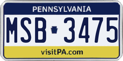 PA license plate MSB3475